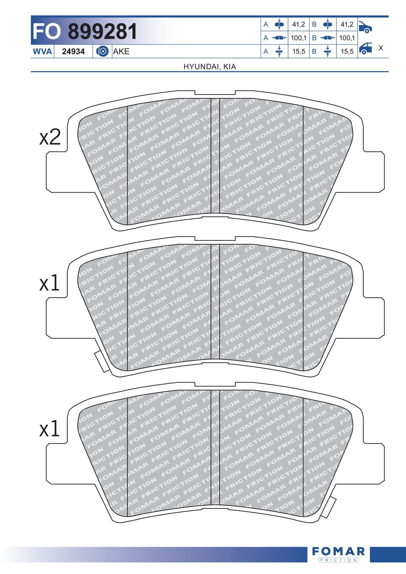 FOMAR Friction Brake pad set Article number: FO 899281 cheaply