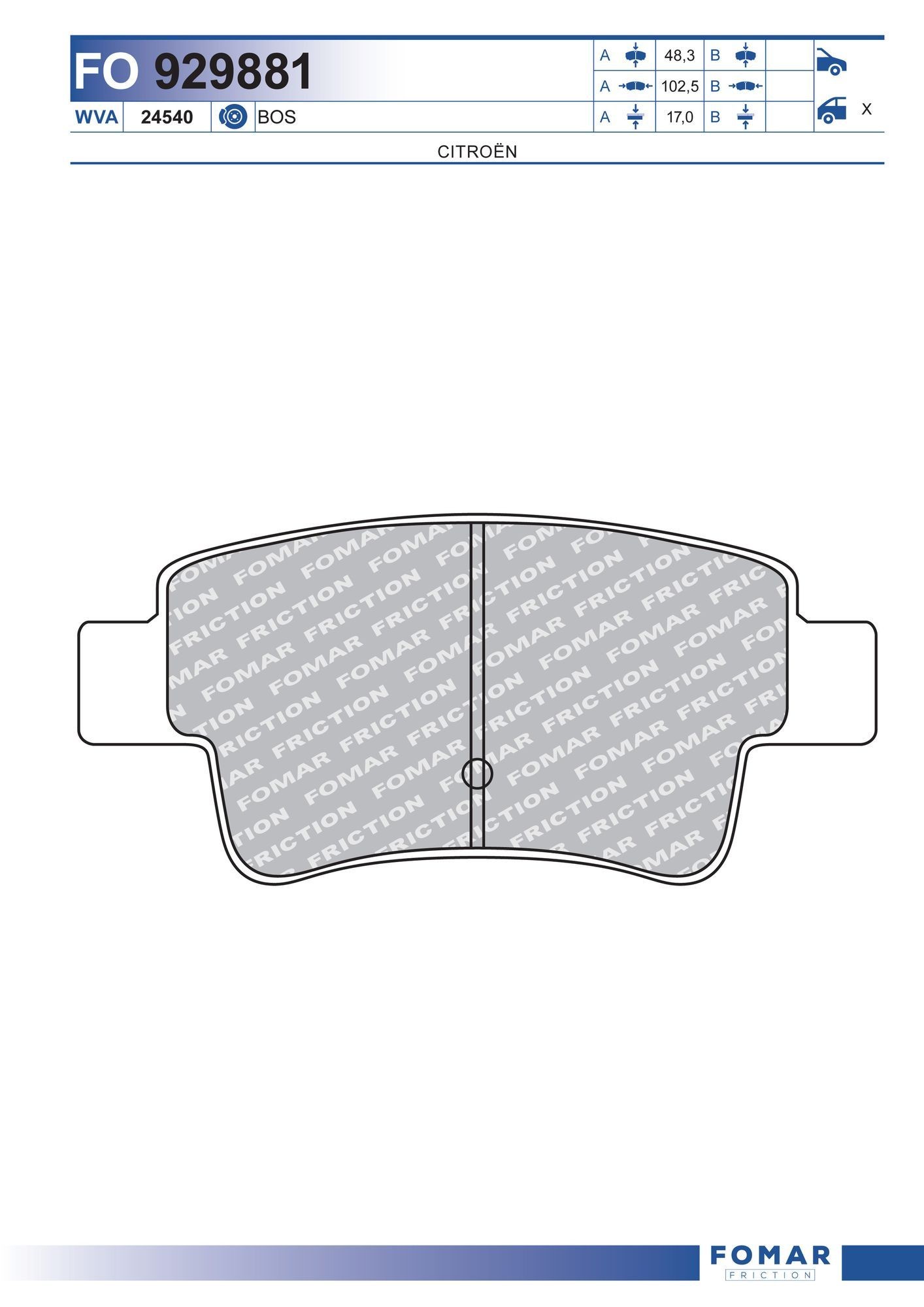 FOMAR Friction Bremseklodser Varenummer: FO 929881 billige
