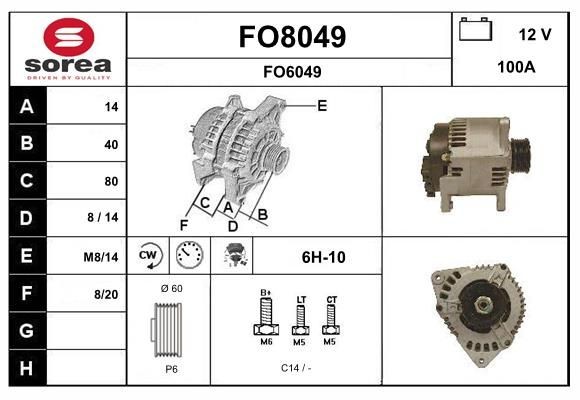 SNRA Alternator Article number: FO8049 cheaply