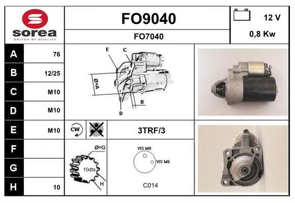 SNRA Starter motor Article number: FO9040 cheaply