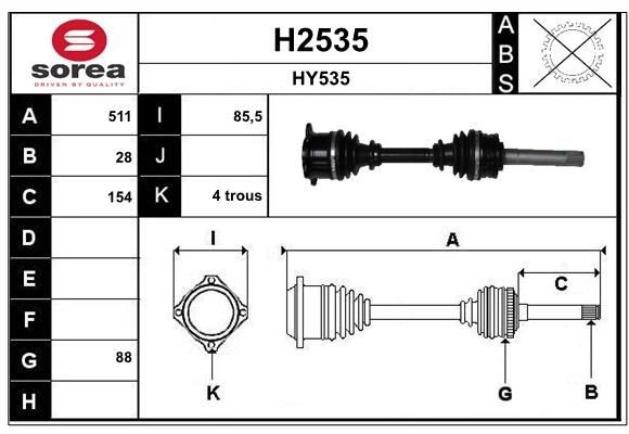 SNRA Drivaxel Artikelnummer: H2535 billigt