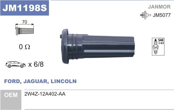 JANMOR JM1198S Plug, coil S-TYPE 3.0 V6 238 PS Petrol 2008