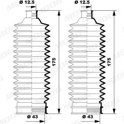 MOOG Bellow Set, steering Article number: K150250 cheaply