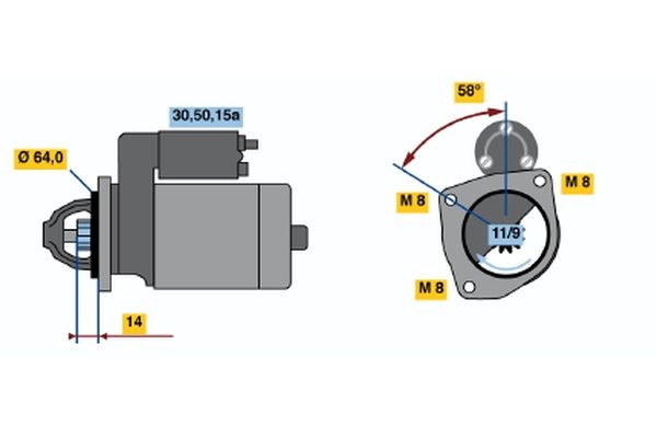 BOSCH Starter motor Article number: 0 986 010 450 cheaply