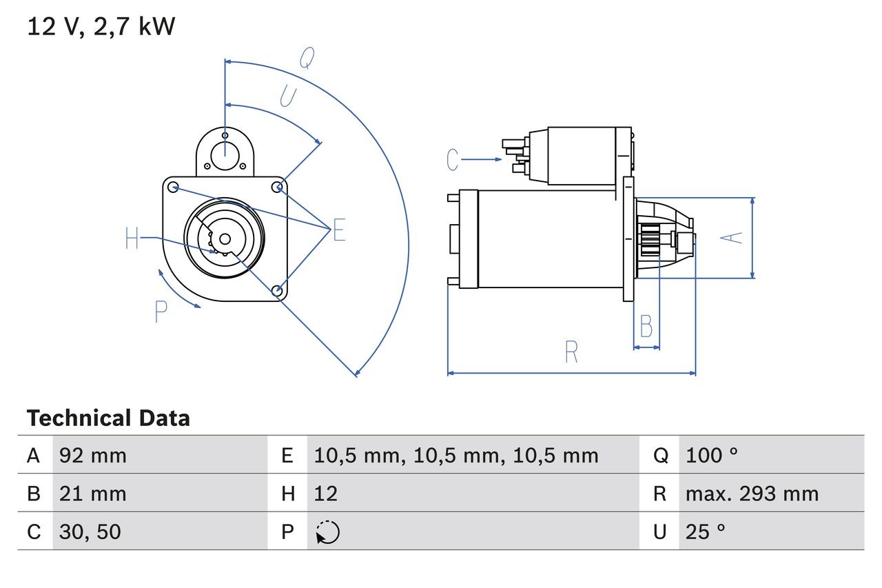 BOSCH Starter motor Article number: 0 986 010 950 cheaply