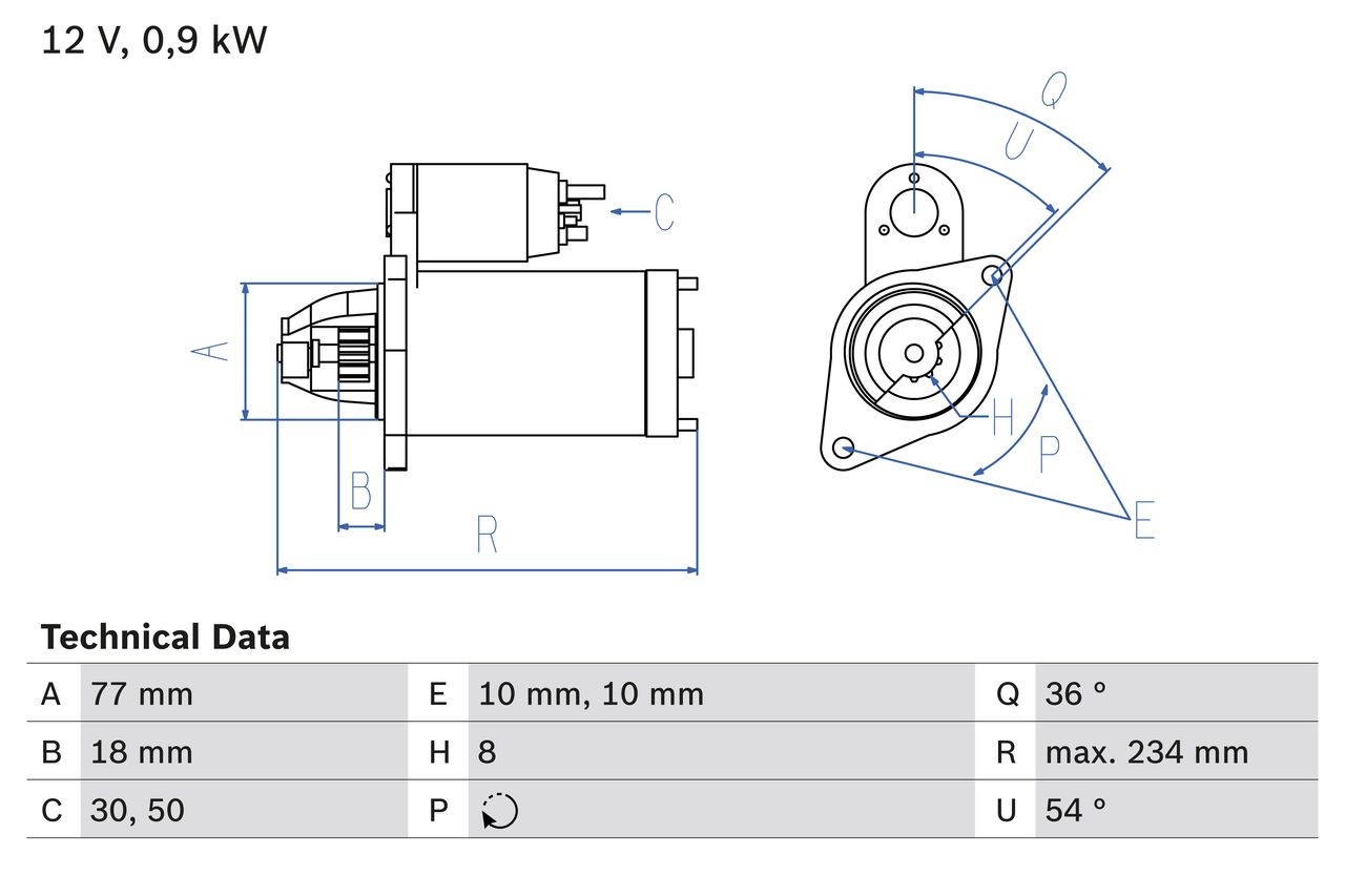 BOSCH Starter motor Article number: 0 986 012 301 cheaply
