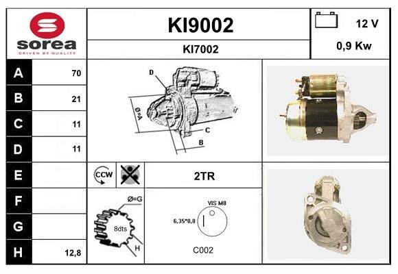 SNRA Starter motor Article number: KI9002 cheaply