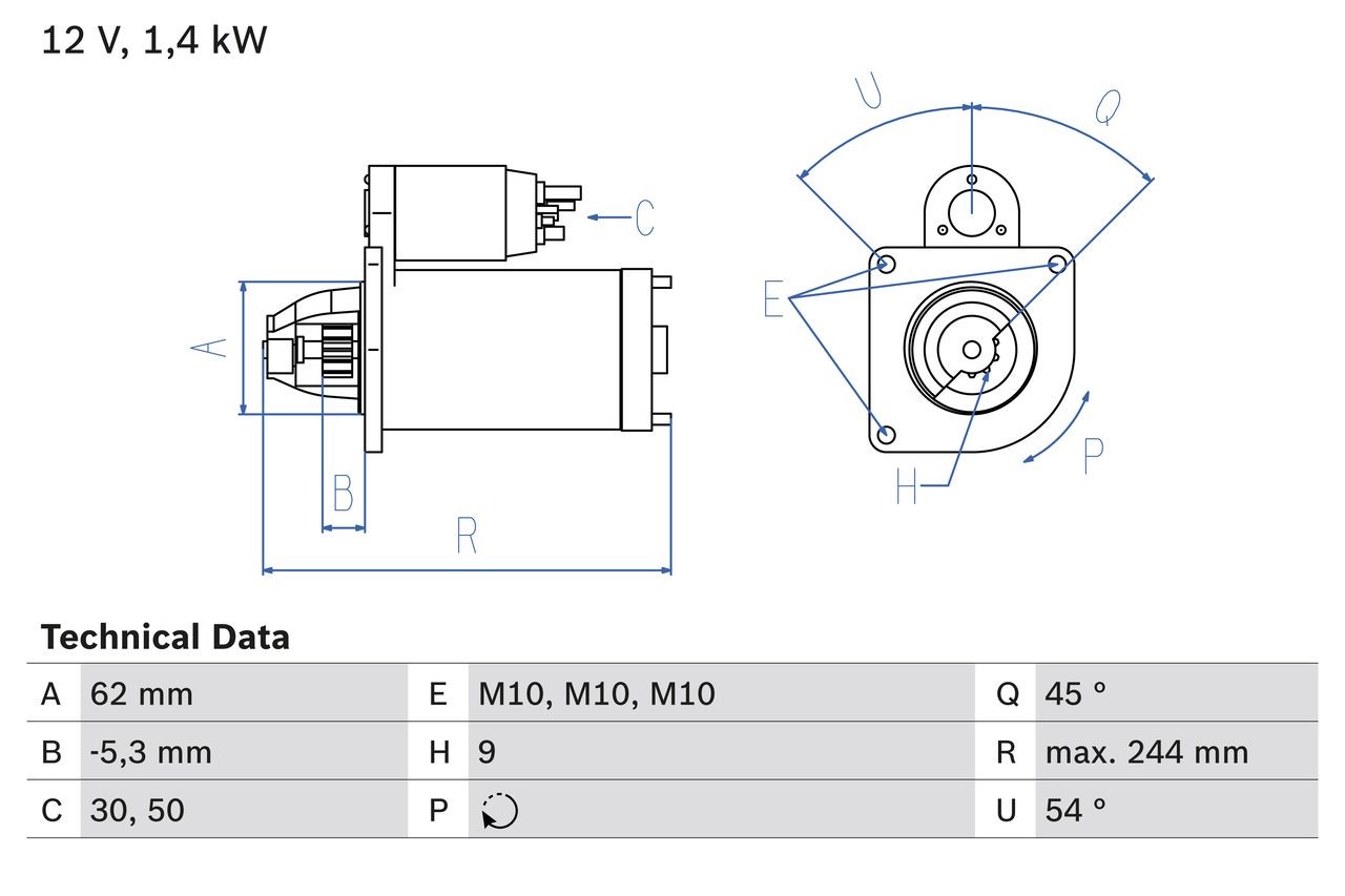 BOSCH Starter motor Article number: 0 986 016 120 cheaply