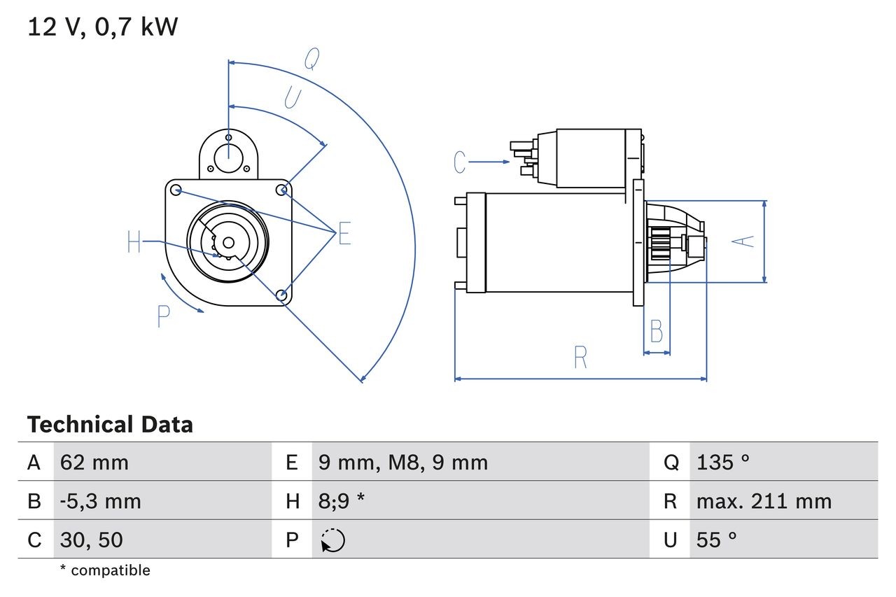 BOSCH Starter motor Article number: 0 986 017 930 cheaply