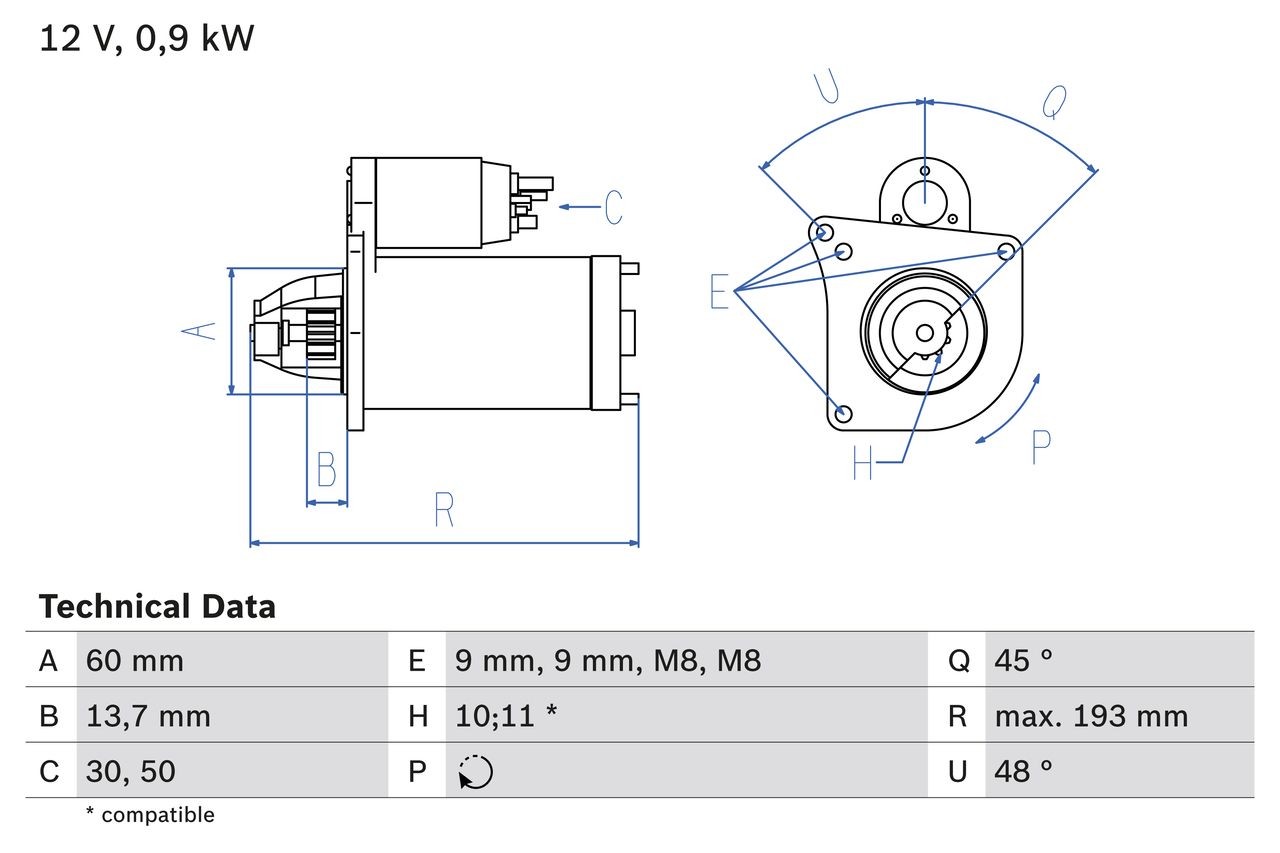 BOSCH Starter motor Article number: 0 986 021 970 cheaply