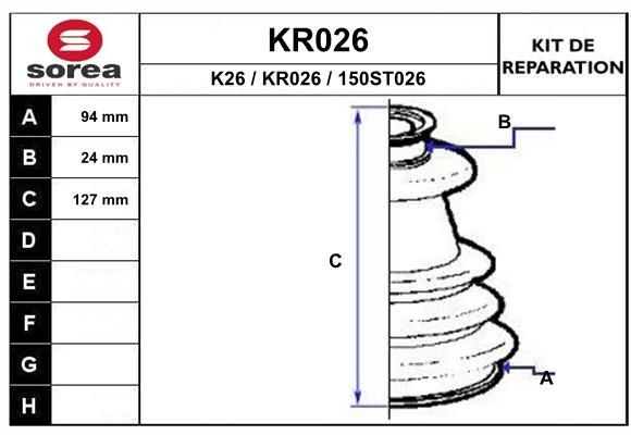 EAI Bellow Set, drive shaft Article number: KR026 cheaply