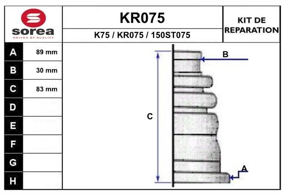 EAI Bellow Set, drive shaft Article number: KR075 cheaply