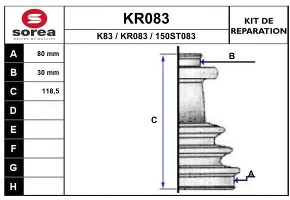 EAI Bellow Set, drive shaft Article number: KR083 cheaply