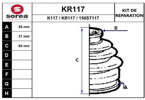 EAI Bellow Set, drive shaft Article number: KR117 cheaply
