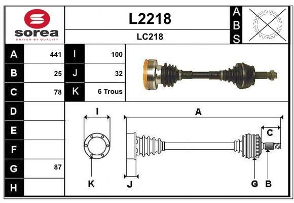SNRA Drivaxel Artikelnummer: L2218 billigt