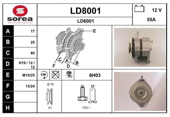 SNRA Alternator Article number: LD8001 cheaply