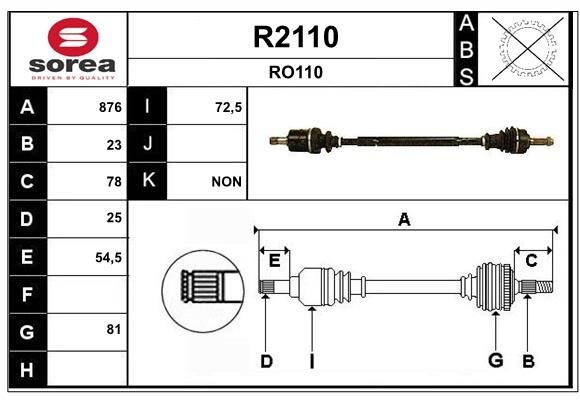 SNRA Drive shaft Article number: R2110 cheaply