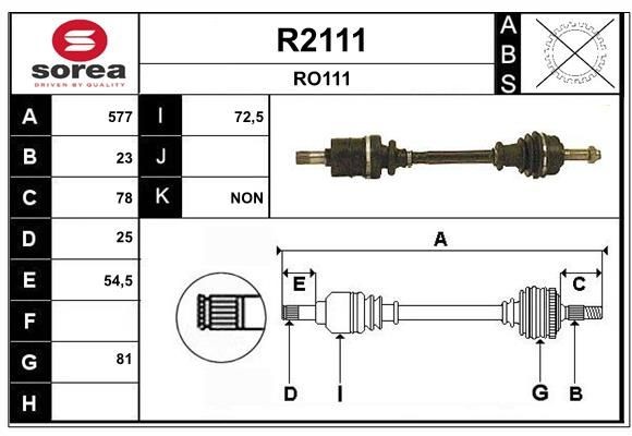 SNRA Drive shaft Article number: R2111 cheaply