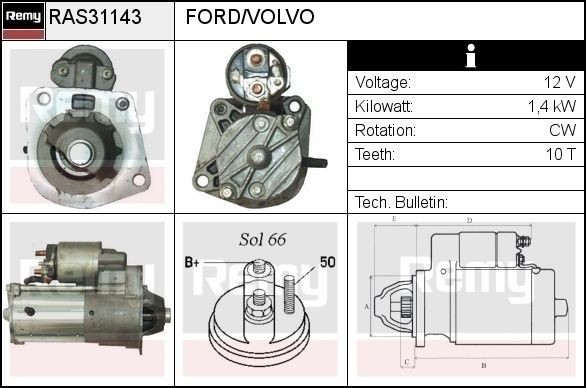 DELCO REMY Starter motor Article number: RAS31143 cheaply