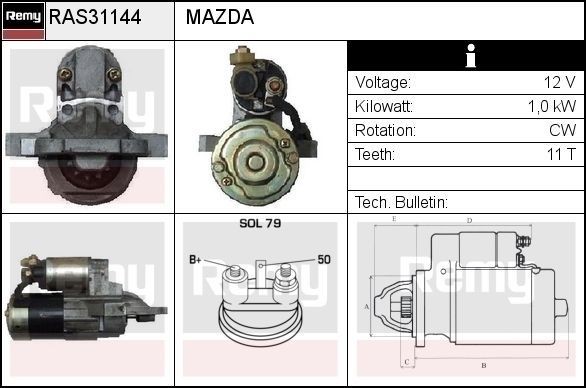 DELCO REMY Starter motor Article number: RAS31144 cheaply