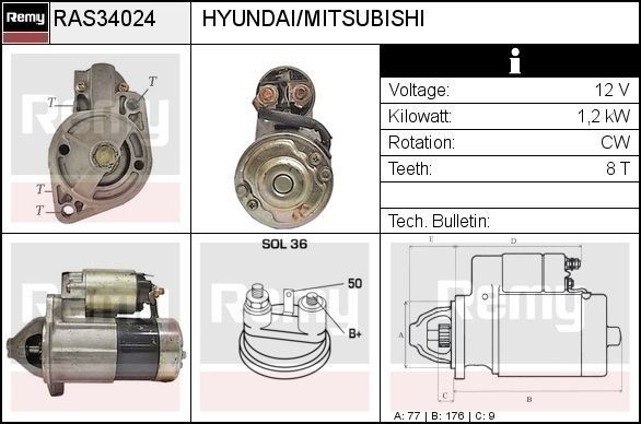 DELCO REMY Starter motor Article number: RAS34024 cheaply