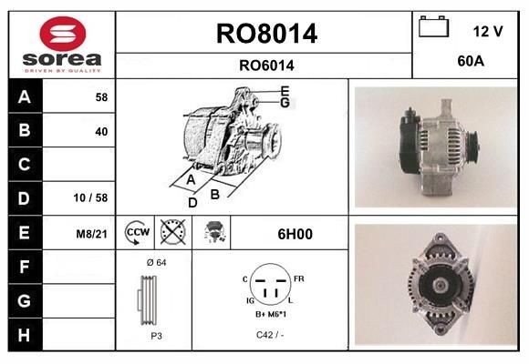 SNRA Alternator Article number: RO8014 cheaply
