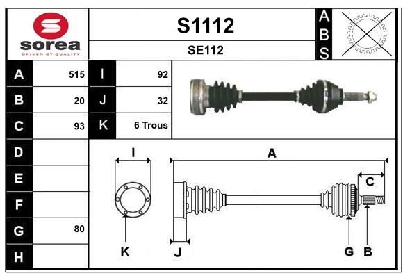 SNRA Drive shaft Article number: S1112 cheaply