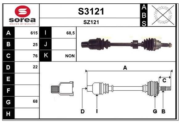 SNRA Drive shaft Article number: S3121 cheaply