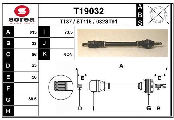 EAI Drive shaft Article number: T19032 cheaply