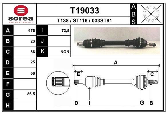 EAI Drive shaft Article number: T19033 cheaply