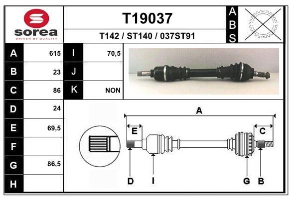 EAI Drive shaft Article number: T19037 cheaply