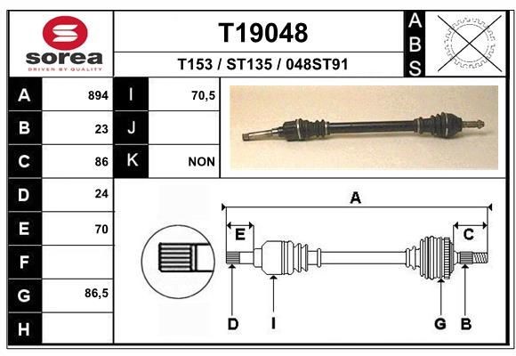 EAI Drive shaft Article number: T19048 cheaply