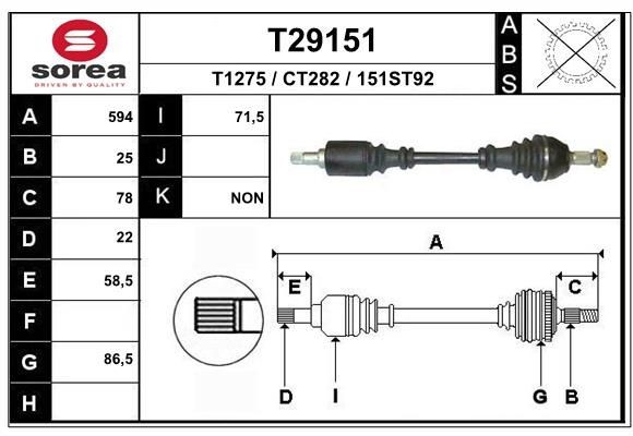 EAI Drive shaft Article number: T29151 cheaply