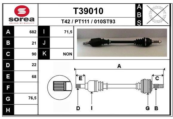 EAI Drive shaft Article number: T39010 cheaply