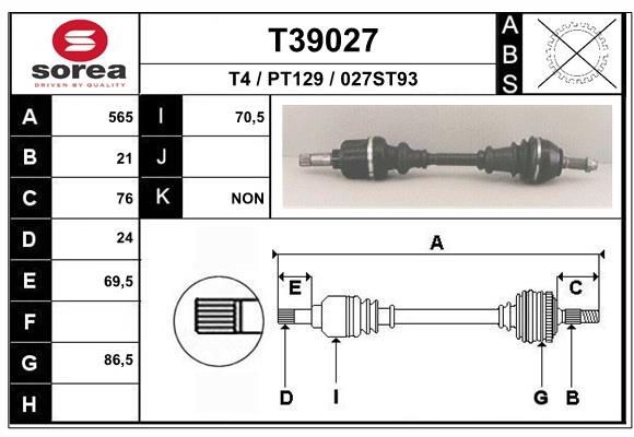 EAI Drive shaft Article number: T39027 cheaply