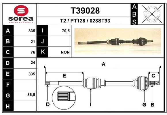EAI Drive shaft Article number: T39028 cheaply
