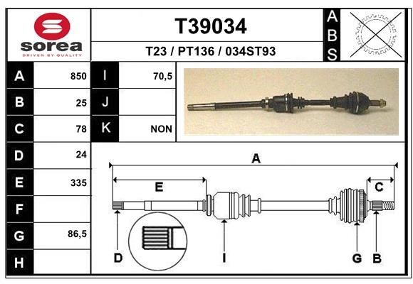 EAI Drive shaft Article number: T39034 cheaply