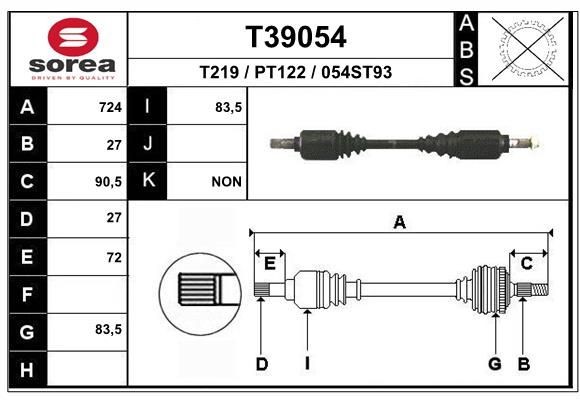 EAI Drive shaft Article number: T39054 cheaply