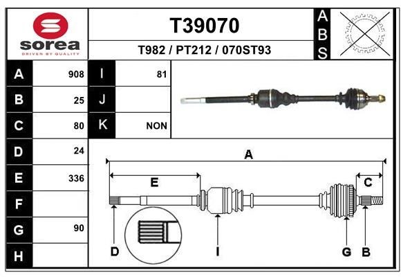 EAI Drive shaft Article number: T39070 cheaply