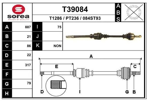 EAI Drive shaft Article number: T39084 cheaply