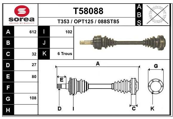 EAI Drive shaft Article number: T58088 cheaply