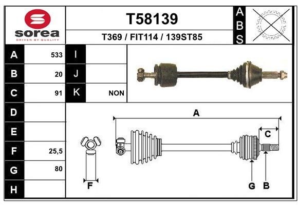 EAI Drive shaft Article number: T58139 cheaply