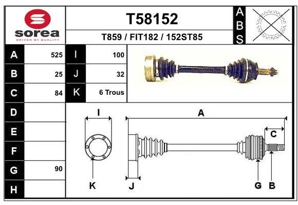 EAI Drive shaft Article number: T58152 cheaply