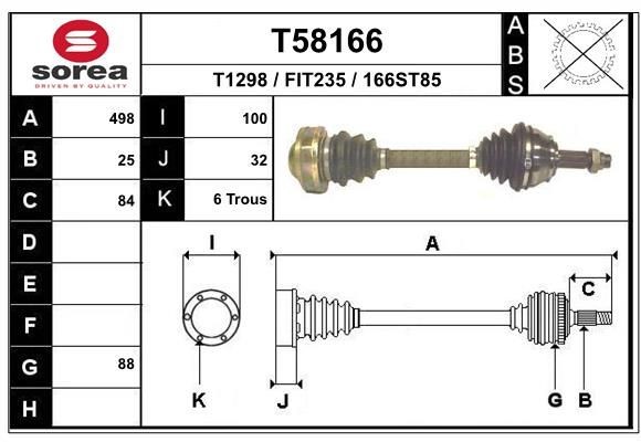 EAI Drive shaft Article number: T58166 cheaply