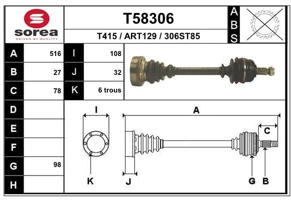 EAI Trækaksel Varenummer: T58306 billige