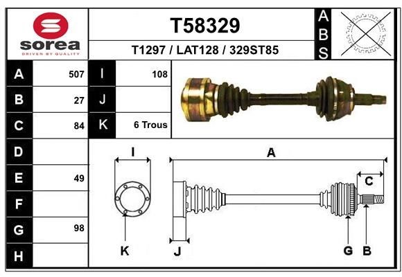 EAI Drive shaft Article number: T58329 cheaply