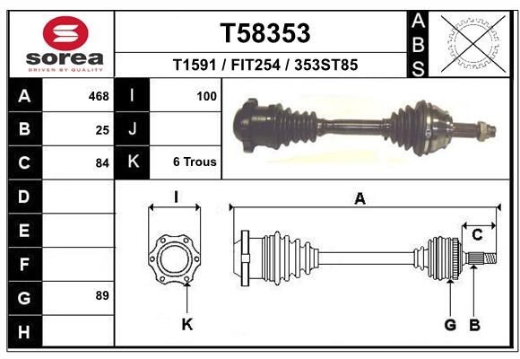 EAI Drive shaft Article number: T58353 cheaply