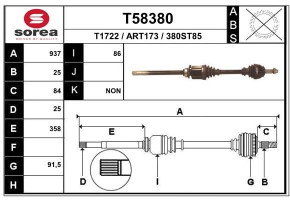 EAI Drive shaft Article number: T58380 cheaply