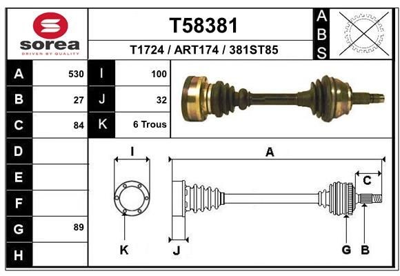 EAI Trækaksel Varenummer: T58381 billige