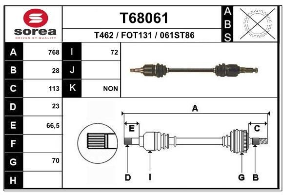 EAI Drive shaft Article number: T68061 cheaply